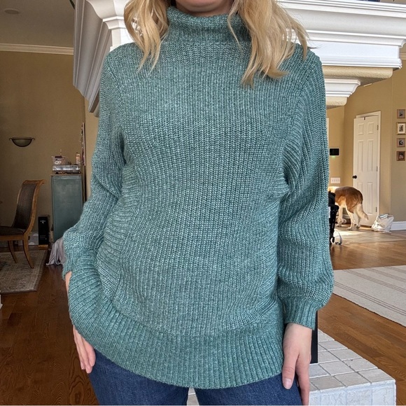 AEO Emerald Green Chunky Oversize Long Knit Turtleneck Sweater S - Picture 1 of 2
